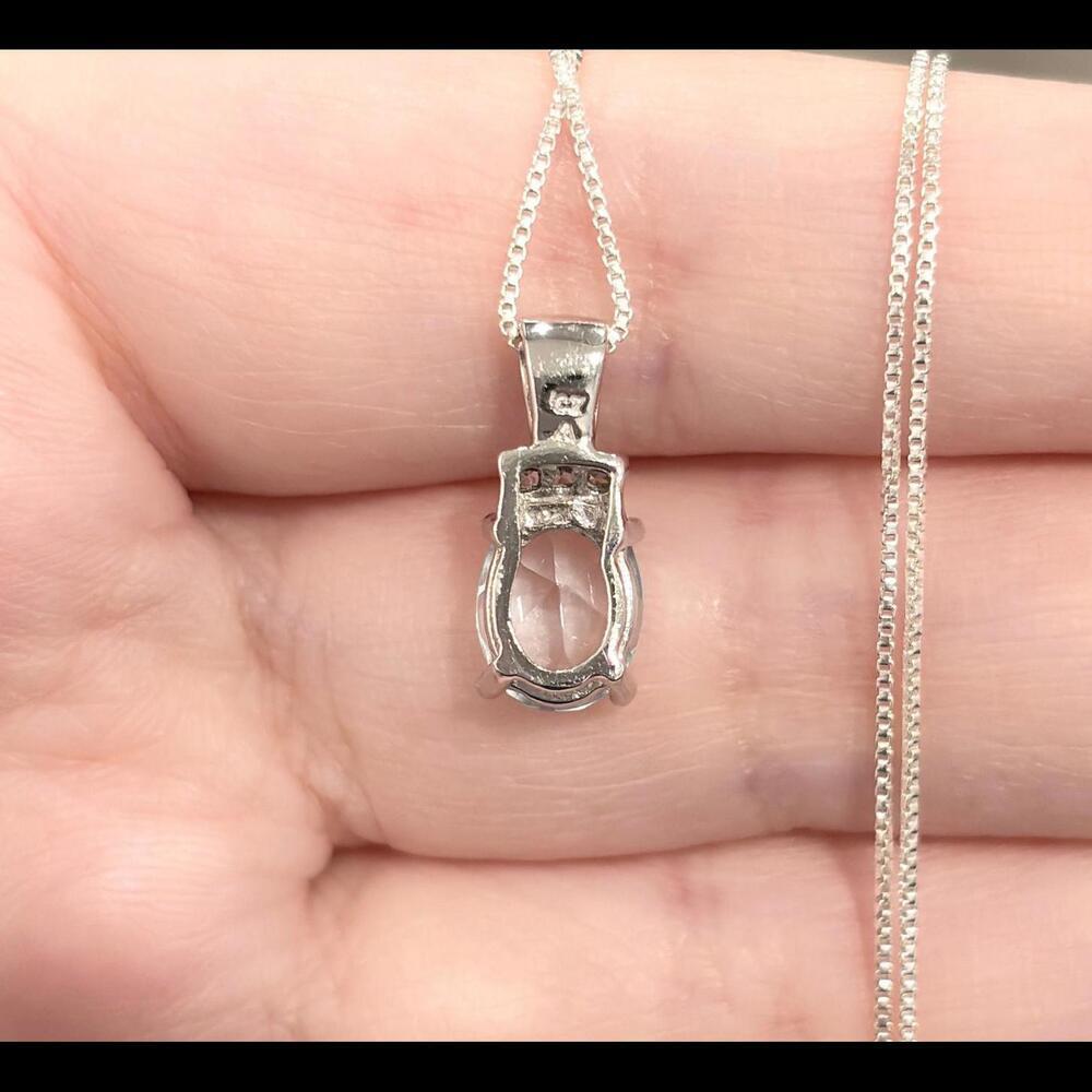 Blue Cubic Zirconia Pendant: Small light blue 10K solid white gold solit… - Picture 8 of 10